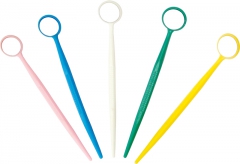Miroirs dentaires jetables Assortiment : blanc, jaune, rouge, vert et bleu 16-255